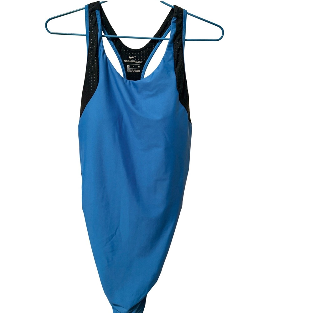 Nike Hydralock Women's One Piece Swimsuit Blue Black Racerback XL NWT